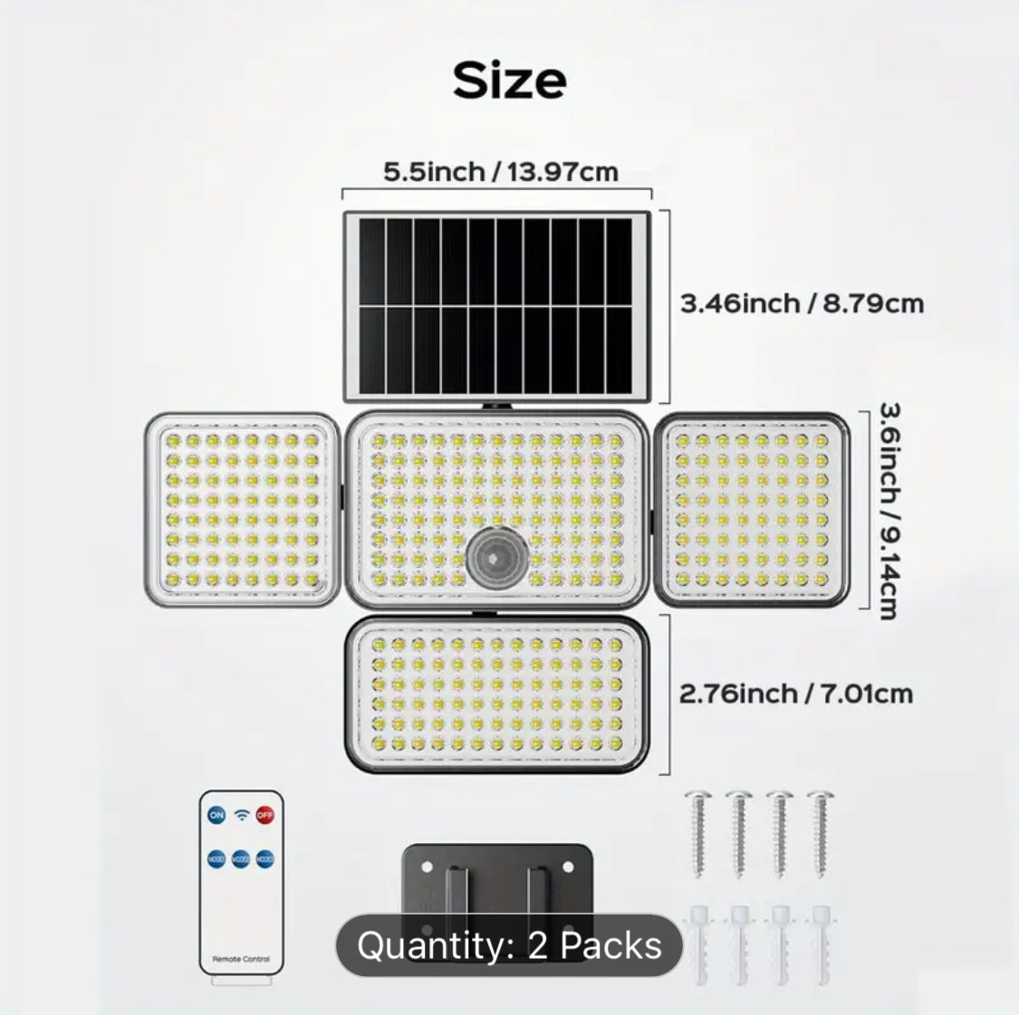 2pcs Jackyled 4 head 2500 lumens solar outdoor Light