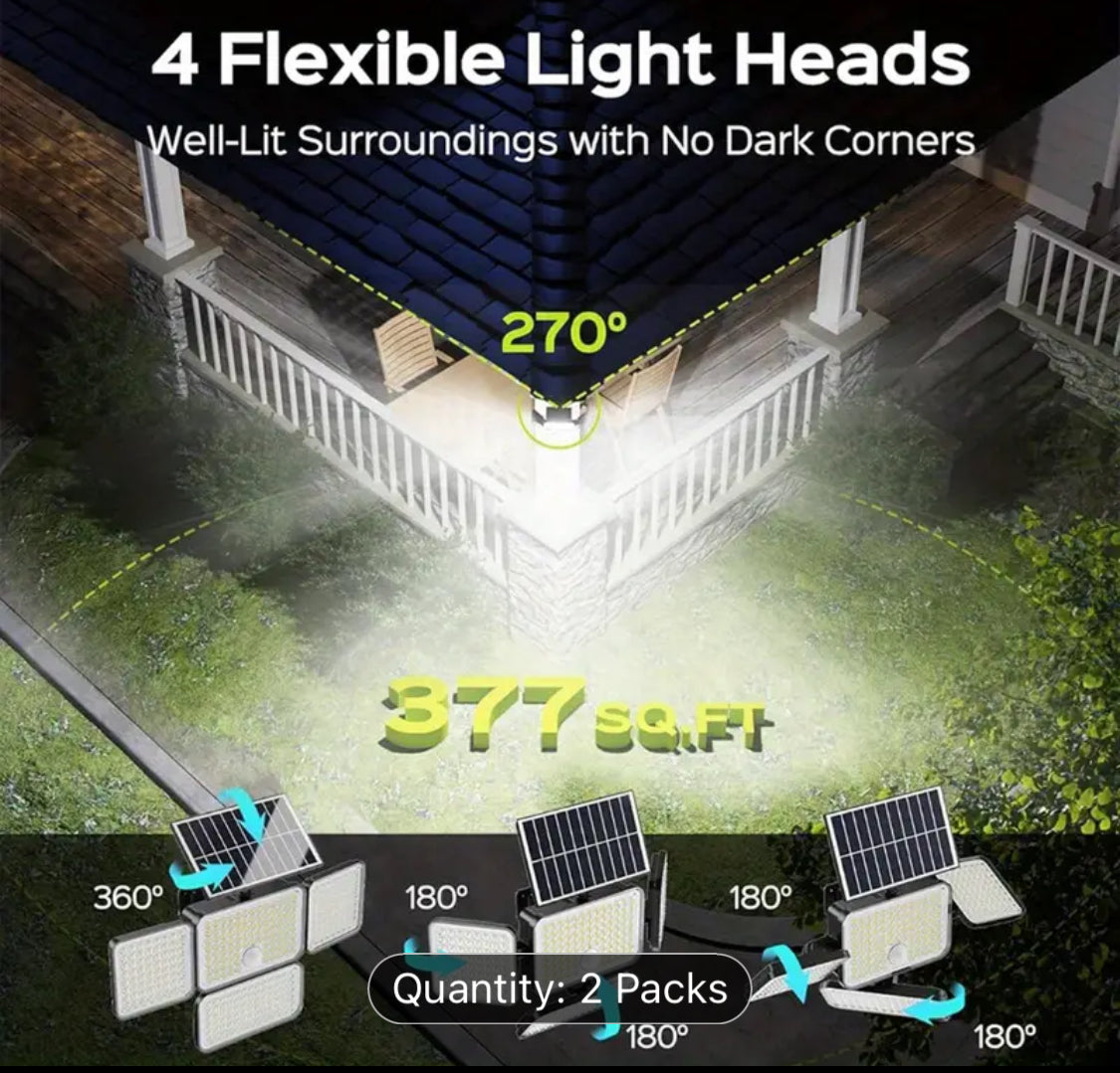 2pcs Jackyled 4 head 2500 lumens solar outdoor Light